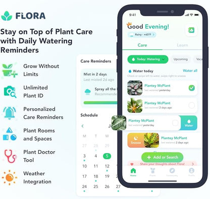 Flora Premium Plant Mister Spray Bottle Producing Gentle & Fine Mist for Precision Hydration, Dispersed Humidity & Moisture - Comes w App for Smart Plant Care (2 Packs)