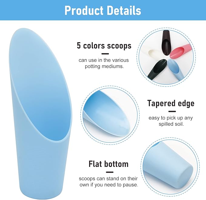 Coitak Bonsai Soil Scoops, 5 PCS Plastic Garden Soil Scoops, Colorful Small Soil Scoops, Gardening Tools