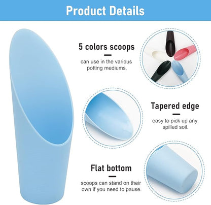 Coitak Bonsai Soil Scoops, 5 PCS Plastic Garden Soil Scoops, Colorful Small Soil Scoops, Gardening Tools