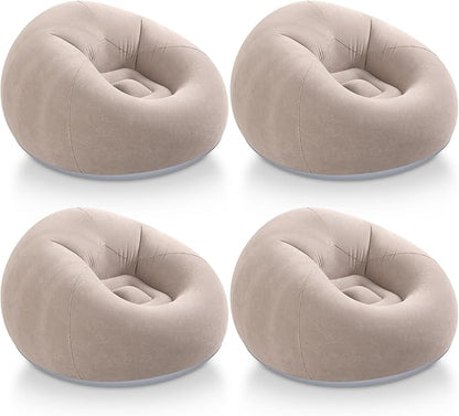 Realspring Inflatable Bean Bag Chairs Outdoor Blow up Camping Chairs Inflatable Lazy Sofa Folding Portable Bean Bag Loungers Couch for Movie Night(Coffee,4 Pcs)
