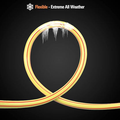 Short Lead-in Yellow Garden Hose 3/4 in. x 10 ft.-Kink Free, Leakproof, Flexible -Heavy Duty Durable Lightweight Water Pipe for Commercial Use, Lawn Care & Equipment Connection -Male to Female Fitting