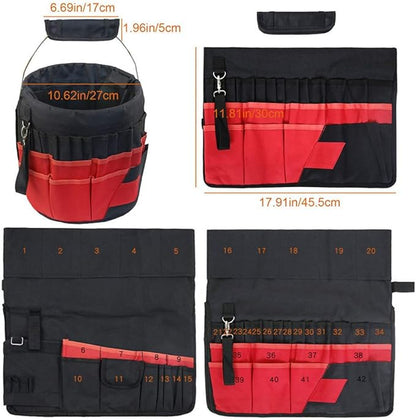 Gardening Tools Organizer 5 Gallon Bucket Boss Storage Management with Handle, Waterproof 42 Pockets Tools Holder Bag Multi-Purpose Trays Organizer, Insert Bucket for Garden Working