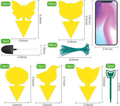 60 Pack Fruit Fly Trap for Indoors, Gnat Traps for House Indoor Gnat Killer, House Plant Gnats Bugs Sticky Killer Fruit Fly Traps for Indoor