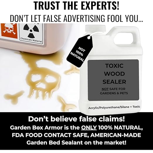 Garden Box Sealer | FDA Food Contact Safe Plant-Based Wood Sealant for Raised Bed, Planter & Pet House. Protects All Wood Types from Water & Weather Damage | (5 Gallon)