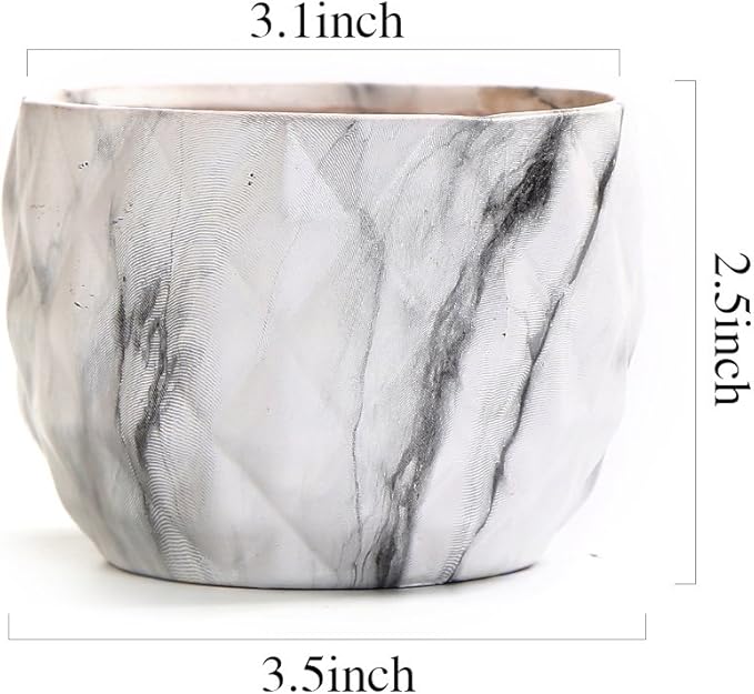 SE SUN-E Sun-E Modern Style Marbling Ceramic Flower Pot Succulent/Cactus Planter Pots Container Bonsai Planters with Hole 3.35 Inch Gift Idea(4 in Set) Plants Not Included