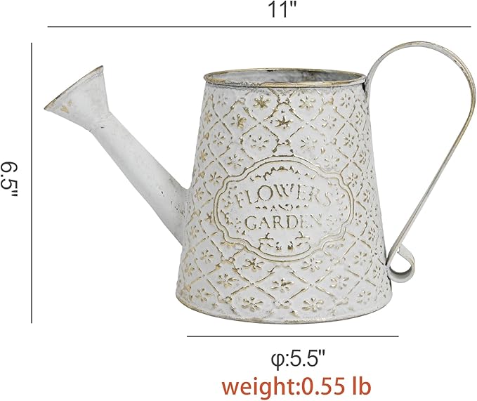 Vintage Metal Flower & Garden Watering Can, Rustic Farmhouse Decorative Watering Pot Planter for Home Patio Backyard Outdoor Plant Care