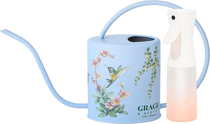 Watering Can for Indoor Plants - House Plant Watering can - Colorful, Decorative Indoor Water can for Plants - Metal Indoor Watering can with Long Spout - 1.5L 51floz 0.4 Gallon(Hummingbird Blue)