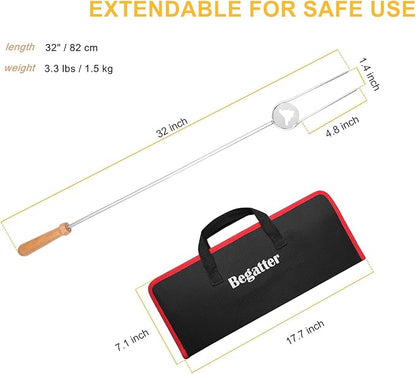 Heavy Duty Hot Dog Roasting Sticks for Campfire, Extendable Marshmallow Sticks for Fire Pit, 32" Long Smores Sticks, Stainless Steel Skewers for Hotdogs and Smores, Beech Wood Handle, 4 Pack