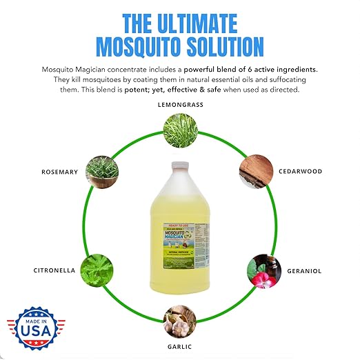 Mosquito Magician Ready to Use Liquid Solution – Kills Mosquitoes, Fleas & Fire Ants – Use with Mosquito Foggers, Sprayers & Misting Systems – Pet & Yard Safe for Lawns, Patios, Outdoors, 2 Gallon