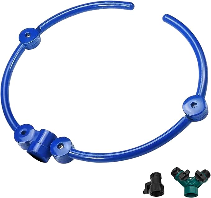 360° Tree Water Ring Gardening Watering System, Adjustable sprinklers for Yard with Y Hose Splitters, Lawn Sprinkler Irrigation System for Garden, Outdoor New Trees Shrubs Plants Garden Beds