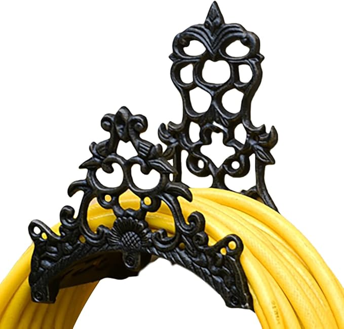 Decorative Garden Hose Holder, Hose Hanger, Heavy Duty Cast Iron Garden Yard Water Pipe Holds, Wall Mounted Hose Butler, Hose Rack Reel, 50FT 75FT 100FT Water Hose Bulter Storage (Totem)
