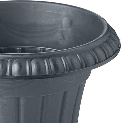 Arcadia Garden Products PL00GY Classic Traditional Plastic Urn Planter Indoor/Outdoor, 16" x 18", Gray