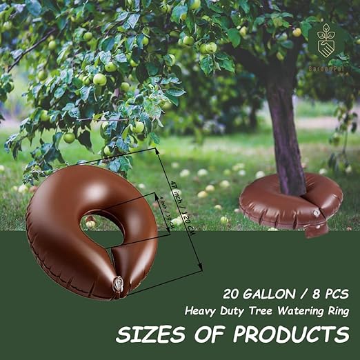 Gardenpal 20 Gallon/47.2'' 8 Pcs Heavy Duty Tree Watering Ring Automatic Drip System for Planting Gardening Trees and Shrubs, Bag Bulk Heavy Duty Automatic Drip Tree Irrigation Bag