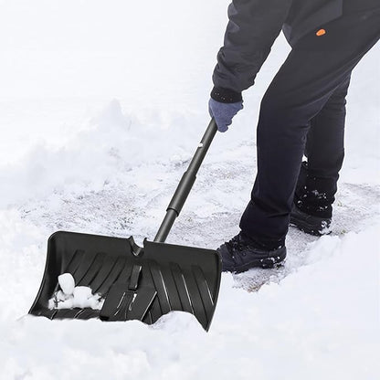 MoNiBloom Snow Shovel 21.5" Blade with Durable Aluminum Edge, 50" Length Detachable Large Snow Shovel with D-Grip Handle for Driveway