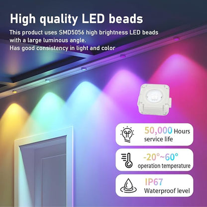GAINTLUMI Permanent Outdoor Light,50ft with 30 LED Eaves Lights,Smart RGB Outdoor Lights with 75 Scene Modes,IP67 Waterproof,for Halloween Decorations,Christmas,Holiday,Party,with App and Remote