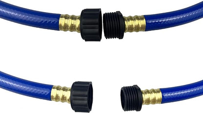 PVC Garden Hose 1/2 Inch, Flexible Water Hose with Male and Female Fittings, No Leaking, Heavy Duty, for Household, Outdoors, Lawns, Patio (2 FT, Blue, Plastic Fittings)