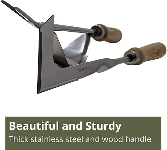 Weed Puller and Patio Paver Weeding Tool Set - Two Classic, Heavy Duty, Stainless Steel Weeding Tools with Beautiful Wooden Handles - by Truly Garden
