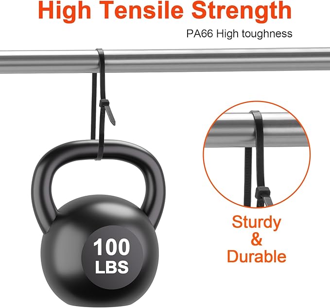 18 Inch Anti Withdrawal Zip Ties 100 LBS Tensile Strength Heavy Duty Cable Wire Ties With Self-Locking Adjustable More Durable Nylon Tie Wraps for Indoor Outdoor（100 Pack）