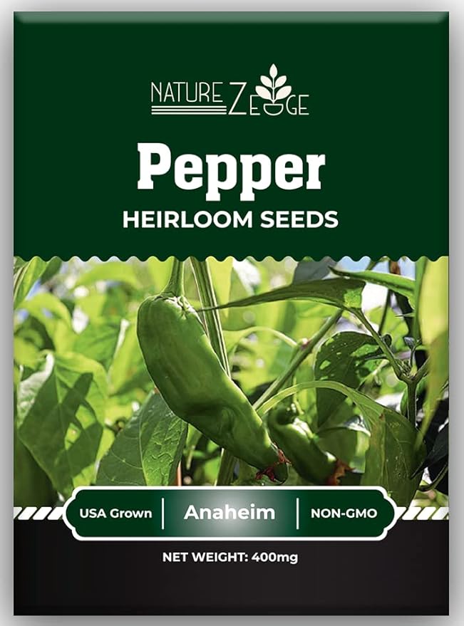 Sweet Pepper Seeds for Planting, Sweet Banana Pepper Seeds, Pepperoncini, Sweet Cherry Pepper Seeds, California Wonder Bell Pepper, and Anaheim, Heirloom Pepper Seed Assortment, Non-GMO