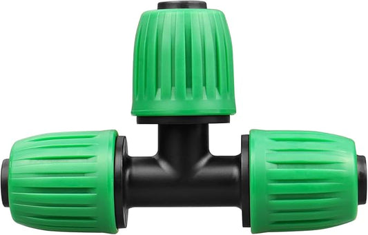 Drip Irrigation 1/2 Inch Tee Fittings, 12 Pieces 1/2" Drip Line Lock Barbed Tee Connectors, Anti-Drop Three Way Drip Irrigation Parts for 1/2 Inch Drip Irrigation Tubing (1/2" ID x 0.650" OD)