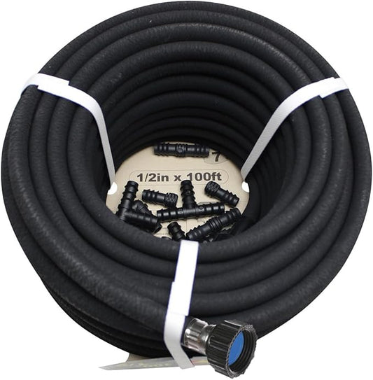 Soaker Hose -Garden Hose 100 FT with 1/2’’ Diameter Interface- Saves 70% water Great for gardens/flower beds/Seedling (100 FT)
