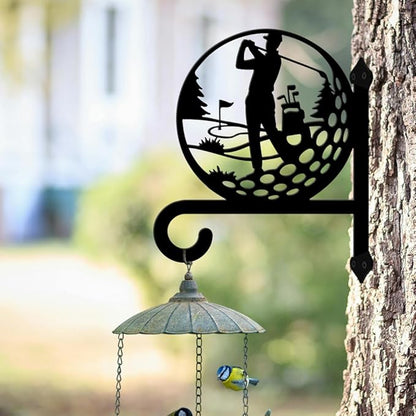 peacoblue Iron Plant Hangers Hooks for Outdoor Indoor Hanging Plants Flower Fern Pots Lantern Bird Feeder,11.6"x14.5" Weather Resistant Metal Wall Holder for Porch Garden Farmhouse(Golf)