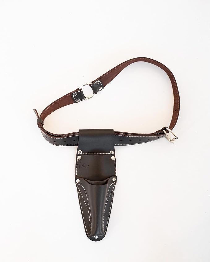 Personilized Hori Hori Leather Sheath Belt with Pruner and Scissor Pockets. Personalized Florist Tool Belt Leather, Gardening Belt with Pockets. (Dark brown with engraving, one size)
