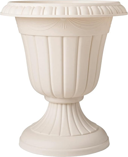 Arcadia Garden Products PL10BG Classic Traditional Plastic Urn Planter Indoor/Outdoor 15" x 13", Beige