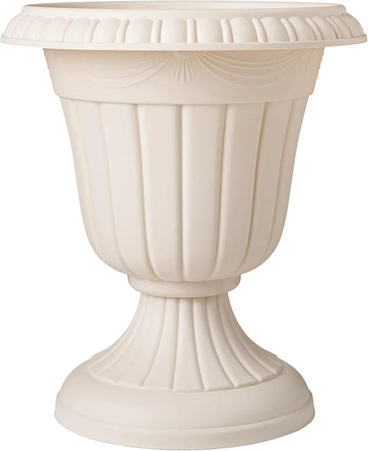 Arcadia Garden Products PL10BG Classic Traditional Plastic Urn Planter Indoor/Outdoor 15" x 13", Beige