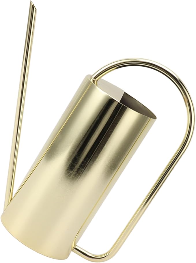 Watering Can, Wide Application Rustproof Long Spout Watering Pot Stainless Steel for Garden (Gold)