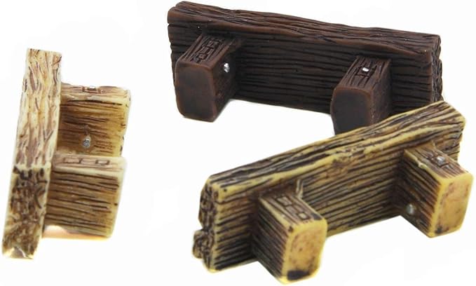 3Pcs Mini Resin Bench Miniature Fairy Garden Bench Dollhouse Accessories Statue DIY Decor Gift