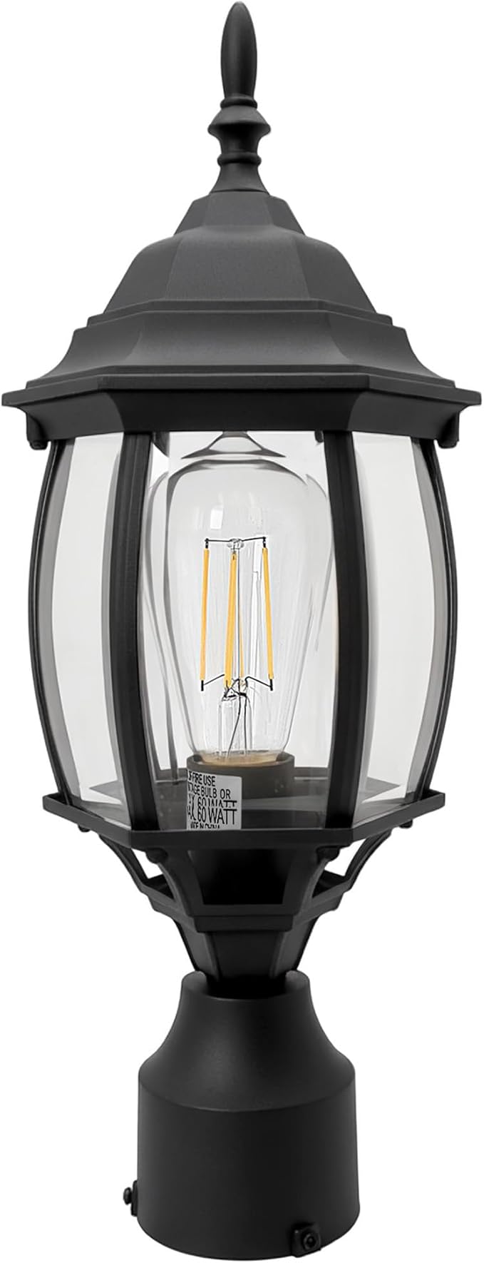 17” Black Outdoor Post Light Fixture, Pole Mount Outside Light for Garden Entrance Driveway Black Pillar Lantern 17 Inch Pier Mount Outdoor Lamp Post for Front Yard