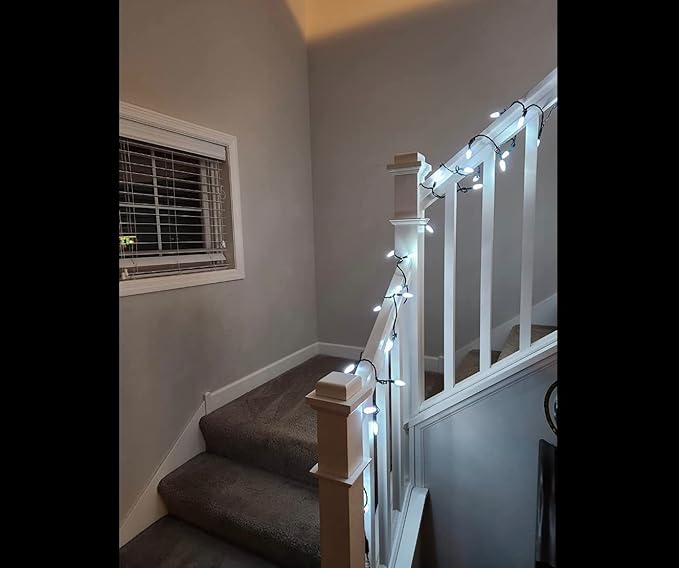 70 Counts C6 Cool White Christmas Lights - 35.5ft Christmas Lights Outdoor, White Christmas Lights Commercial Grade Outdoor Waterproof, Indoor String Lights Green Wire, IP:65, UL