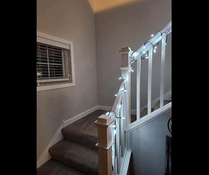 70 Counts C6 Cool White Christmas Lights - 35.5ft Christmas Lights Outdoor, White Christmas Lights Commercial Grade Outdoor Waterproof, Indoor String Lights Green Wire, IP:65, UL