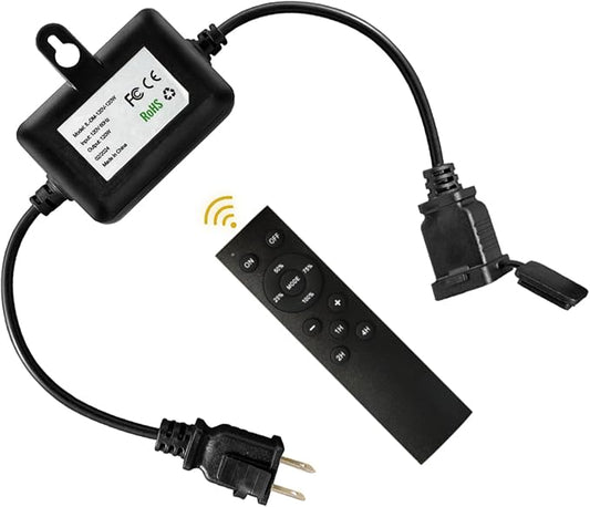 120W(Max) Remote Dimmer Timer Function Plug in for All Outdoor String Lights, Patio Lights, Led Lamp, Lamp in 100FT Remote Control Distance