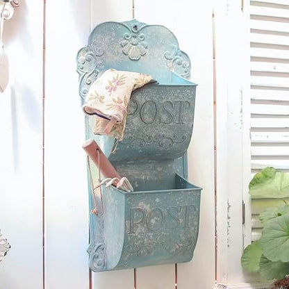 All Chic Metal Hanging Planter Wall Mounted Planters Metal Wall Planter Wall Vase Indoor Outdoor Wall Planter for Farmhouse Decor (Blue)