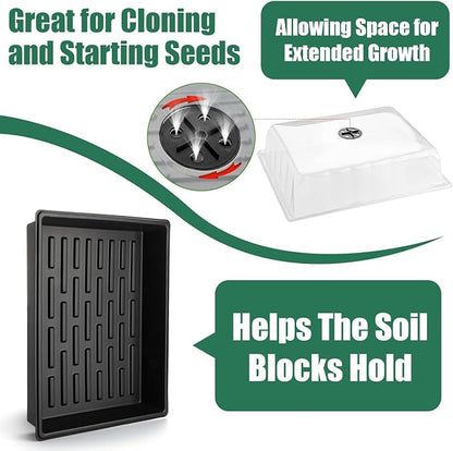 Leak-Proof Seed Starter Trays with 4" Humidity Dome & Drip Tray - 5-Pack Heavy-Duty Plastic Propagation Kit for Herbs, Microgreens, Indoor Gardening, Durable Reusable Plant Growing Trays