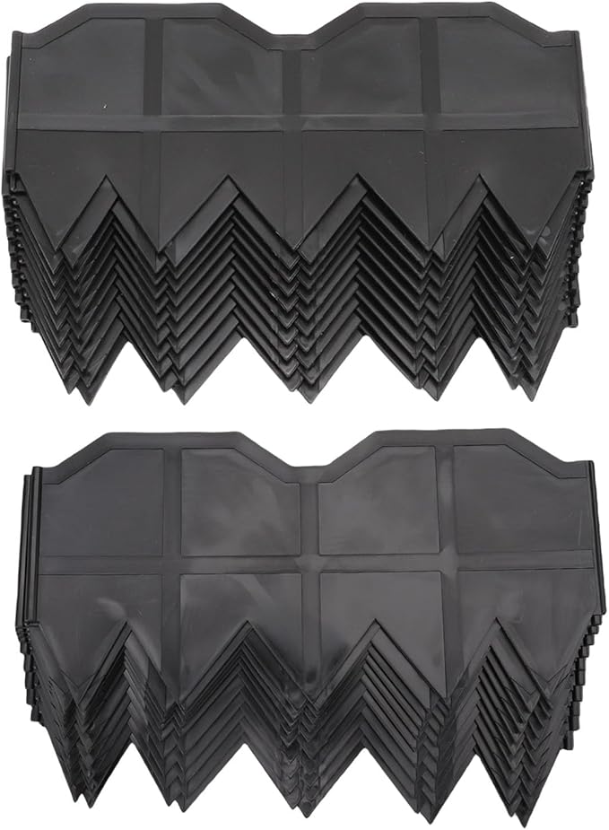 Garden Edging Border 40 Pack Black Plastic Landscape Lawn Fence Panels 5.7 in by 12 in Easy Install Decorative Garden Border