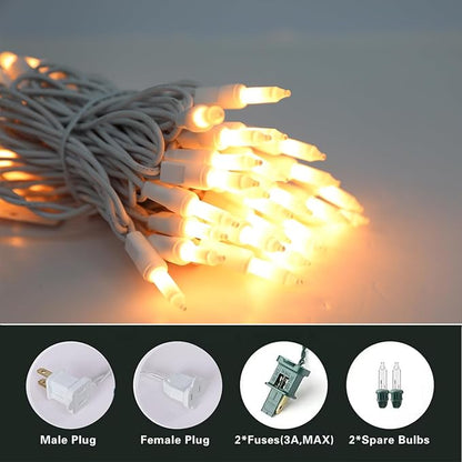 Vigdur 2 Pack 13ft 50 Clear Outdoor String Lights on White Wire Cord, UL Approved for Indoor/Outdoors Use, Connectable 120V Clear Outdoor Lights for Xmas Patio Home Party Garden Decor(White)