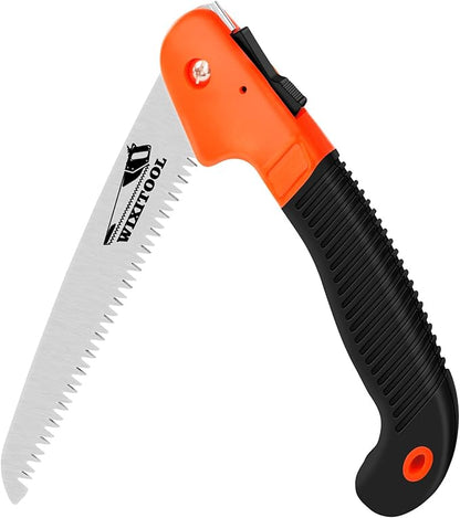 Folding Pruning Saw, Hand Held Design Jab Saw for Trimming Gardening Camping Hiking PVC Bone Cutting Wood, Portable Survival Foldable Saw with Rugged Blade(7") Ergonomic Non-Slip Handle Security Lock