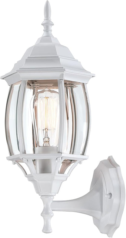 16.8 Inch White Outdoor Wall Light, Outside Porch Sconce White Outdoor Light Fixture for House Front Door Wall Lantern with Vintage Design, Garage Balcony, E26