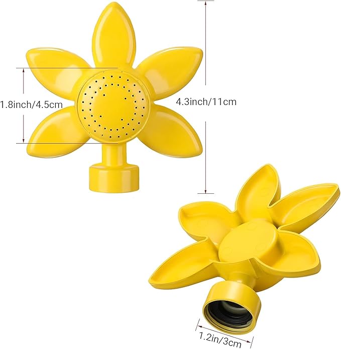 Lawn Sprinkler, 4.3 inch Yellow Flower Design, 2-Pack, Metal Spot Sprinklers for Small Lawn Areas, Kids Play