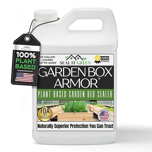 Garden Box Sealer | FDA Food Contact Safe Plant-Based Wood Sealant for Raised Bed, Planter & Pet House. Protects All Wood Types from Water & Weather Damage |