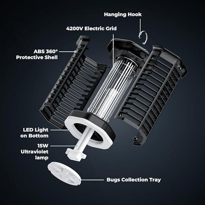 YISSVIC Bug Zapper Bulb Indoor Waterproof Electric Mosquito Lamp Fly Zapper Killer Effective 4200V Plug in for Home Patio Office Courtyard (Replacement Bulb T6)