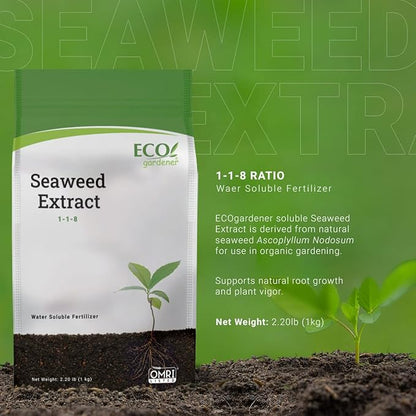 ECOgardener Seaweed Extract Soil Amendment, Water-Soluble, Powdered Organic Soil Conditioner