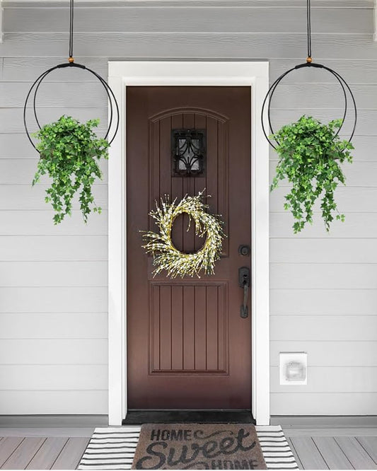 vensovo Hanging Planter for Indoor Plants - 2 Pack Plant Hanger Indoor with Metal Ring and Sturdy Wood Base, Boho Hanging Planter for Wall/Window/Room Decor