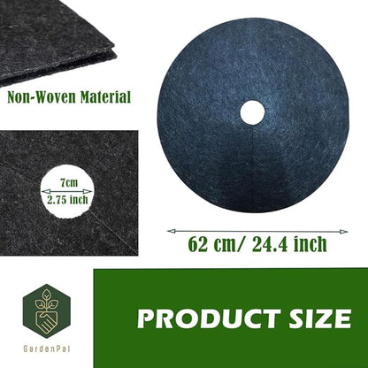 GardenPal 10-Pack 24.4inch Non-Woven Tree Ring, Weed Barrier Fabric, Degradable & Reusable Tree Mulch Ring for Landscaping Weed Control Root Protection, Tree Protector Mat, Reusable Tree Weed Barrier