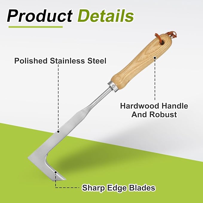 HARFINGTON Hand Weeder 13 x 7.7 Stainless Steel - Garden Trowel with Ergonomic Handle
