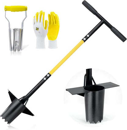 Jardineer 3PCS Bulb Planter Tools Set, Long Handle Bulb Planting Tool and Small Flowers Transplanter Tool for Tulips, Daffodils, Lily