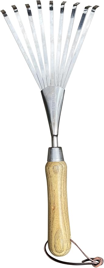 Garden Guru Eco Hand Rake Soil Tiller- 100% Recycled Stainless Steel - Rust Resistant - FSC Certified Wood Ergonomic Handle - Great for Gardening Cultivating Loosening Soil & Spreading Mulch (2 Pack)